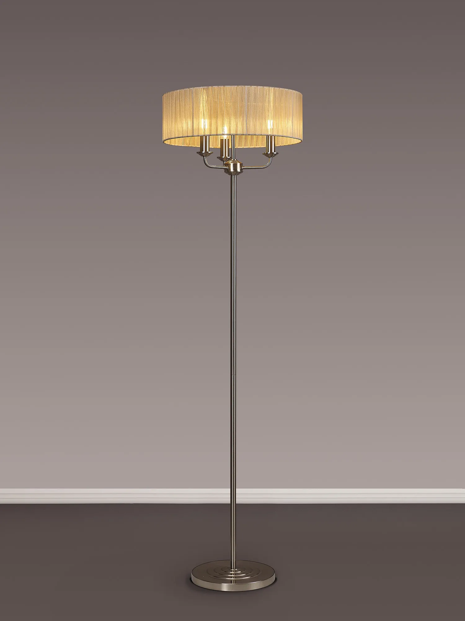 Banyan 45cm 3 Light Floor Lamp Satin Nickel, Soft Bronze DK0929  Deco Banyan SN SB